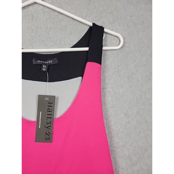 Hail3y:23 Pink Gray Scoop Neck Layered Tank Top Women's XL Stretch USA Made - Picture 4 of 12